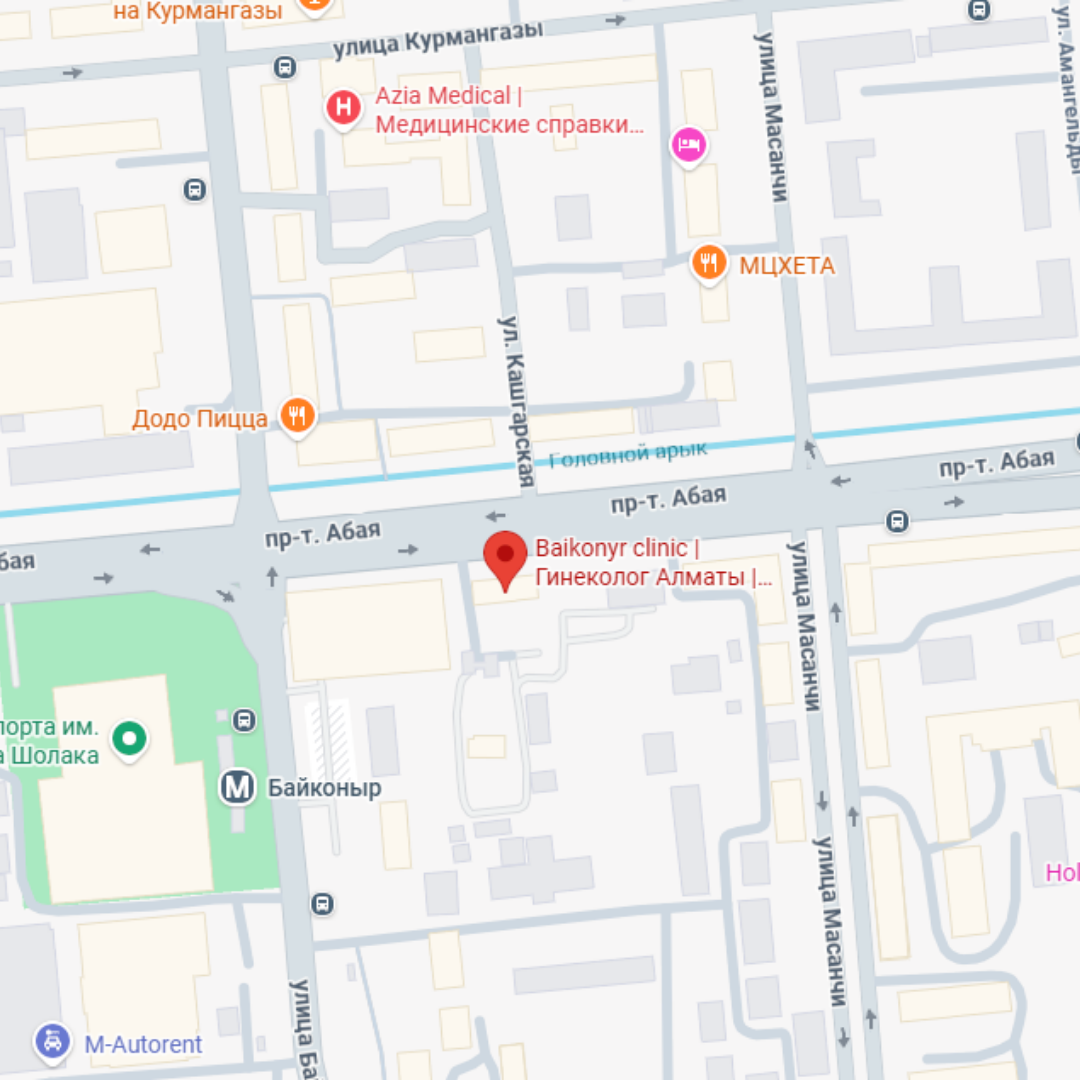 Местоположение клиники Baikonur clinic на карте Алматы